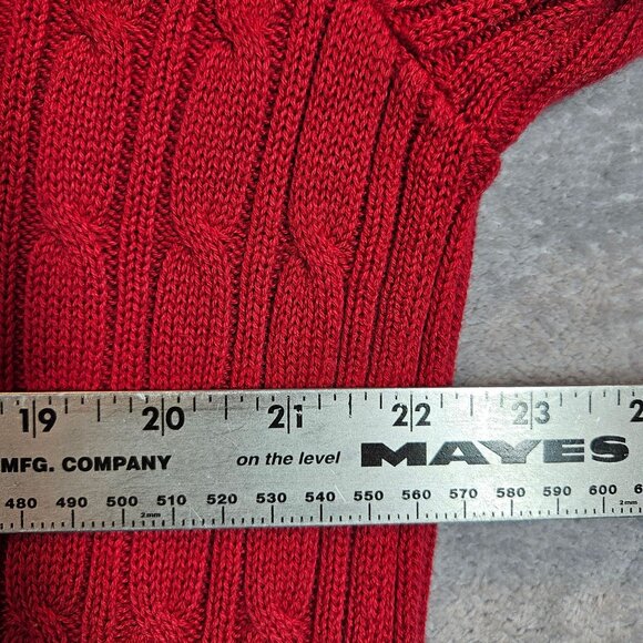 Liz & Co Women's 3X Bold Red Cable Knit Quarter-Zip Sweater Cotton Ribbed office - Picture 4 of 13